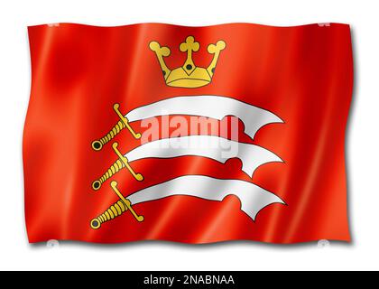 Middlesex County Flagge, Großbritannien winkende Banner-Sammlung. 3D-Darstellung Stockfoto