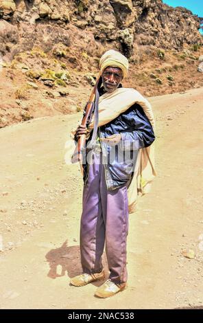 Park Ranger im Nationalpark Simien in Äthiopien; Äthiopien Stockfoto