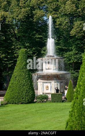 St. Petersburg, Russland - 20. August 2022: Römischer Brunnen in Peterhof Stockfoto