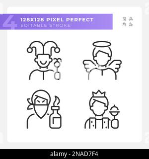 Literatur-Archetypen bilden einen Satz von pixelperfekten linearen Symbolen Stock Vektor