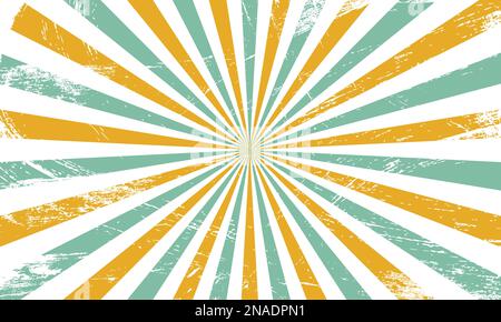 sonniger horizontaler Hintergrund im Vintage-Stil. Retro-Hintergrund mit Strahlen oder Streifen in der Mitte. Vektordarstellung Stock Vektor