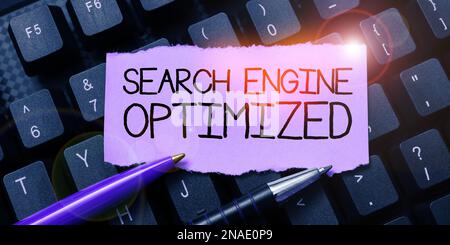 Handgeschriebenes Schild Suchmaschine optimiert, Geschäftskonzept maximiert die Anzahl der Besucher einer Website Stockfoto