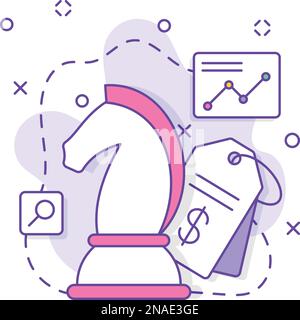 Werbestrategien Vektordesign, Business Corporation Joint Partners Vertriebs- und Marketingmanagement wettbewerbsfähige Marktpreisgestaltung Stock Vektor