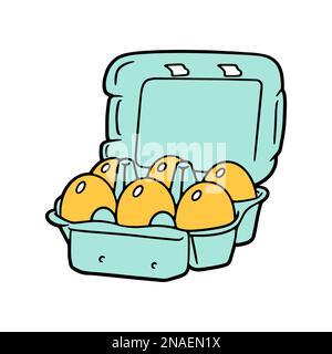 Eierschale mit Eiern. Symbol für Eierbox. Hühnereier-Verpackung. Vektordarstellung. Stock Vektor