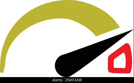 Tachometer, Drehzahlmessersymbol. Geschwindigkeitsanzeige. Internet-Geschwindigkeit. Leistungskonzept. Geschwindigkeitsschild. Einfaches Flachsymbol - Rohteilvektor. Stock Vektor