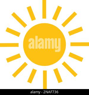 Sonnenvektorsymbol gelb. Sonnenschein, Strahl. Schild für Sonnenschein und Sonnenlicht. Symbol für Sonnenuntergang. Abstrakte Kunst. Stock Vektor