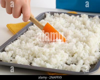 Schritte für Sushi, Schritt 6 Stockfoto