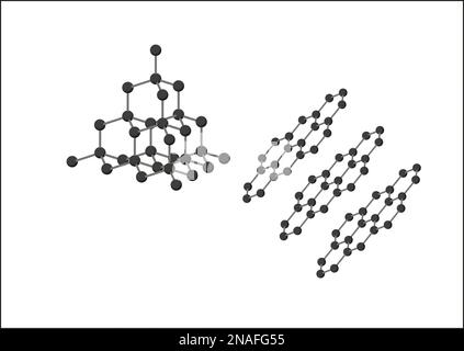Diamant- und Graphitmolekül Stockfoto