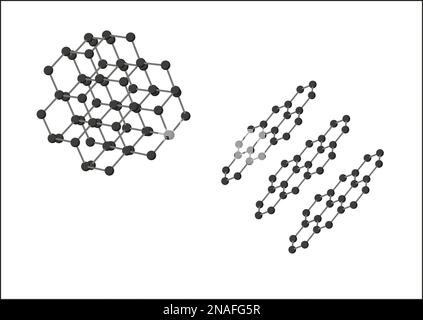 Diamant- und Graphitmolekül Stockfoto