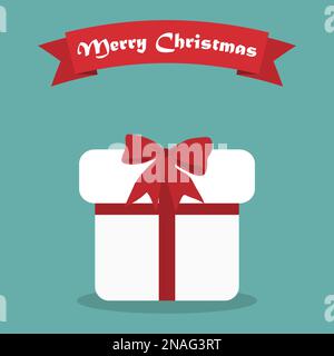 Weihnachtsgeschenk mit Schatten und Band in flachem Design Stock Vektor