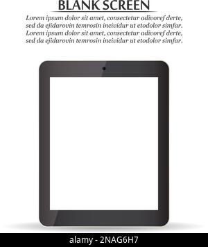 Leerer Bildschirm. Schwarze Tablette auf weißem Hintergrund Stock Vektor