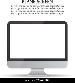 Leerer Bildschirm. Computermonitor auf weißem Hintergrund Stock Vektor