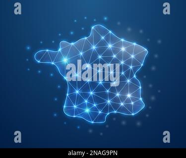 France 3D-Symbol in niedriger Poly-Ausführung. Abbildung des Kartendesigns in Frankreich. Landkarte polygonales Drahtmodell. Abbildung für Website-Design Stock Vektor