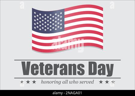 Veteranentag. Zu Ehren aller, die gedient haben. USA-Flagge auf weißem Hintergrund Stock Vektor