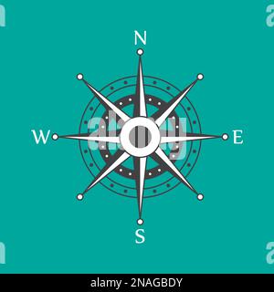 Einfache Windrose isoliert auf weißem Hintergrund. Moderne Kompasssymbole mit dünnen Linien. Vektor EPS10 Stock Vektor