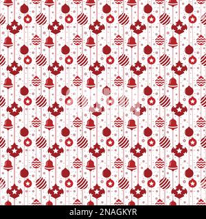 Weihnachtliches Nahtloses Muster mit Bällen in Rot Stock Vektor
