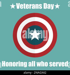 Schild mit US-Veterans-Tag-Symbol. Abbildung „Schutz der Privatsphäre“, Symbol „Abzeichen“ Stock Vektor