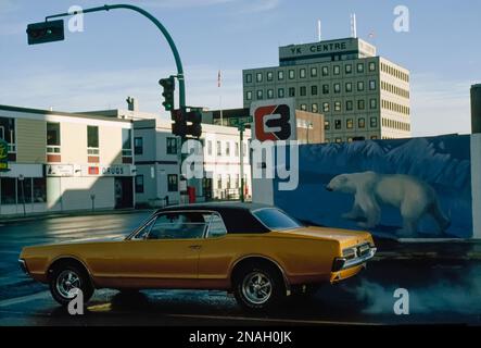 Straßenszene in Yellowknife, NWT, Kanada; Yellowknife, Northwest Territories, Kanada Stockfoto