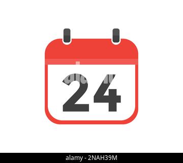 Einfacher Kalender mit Datum 24 Tag 24 Logo-Design. Kalendersymbol flacher Tag 24. Erinnerungssymbol. Datum des Veranstaltungsplans. Uhrzeit des Besprechungstermins. Stock Vektor