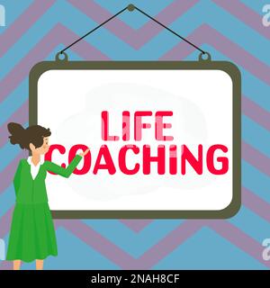Textzeichen mit Life Coaching. Geschäftsideen verbessern Leben durch Herausforderungen ermutigen uns in unserer Karriere Stockfoto