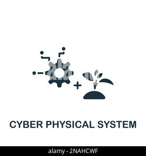 Symbol für das physische Cyber-System. Monochrome einfache Schilder aus der Digitalisierungssammlung. Symbol für das physische Cyber-System für Logo, Vorlagen, Webdesign und Stock Vektor