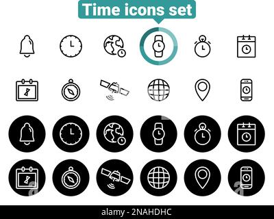 Einfache Vektorsymbole. Flache Illustration eines Themas Zeitplanung Stock Vektor