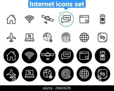Einfache Vektorsymbole. Flache Illustration auf einem Thema Internet Stock Vektor