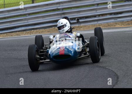 Martin Aubert, Lotus 20, für 20 Minuten Rennen bei der FJHRA/HSCC Historic Formula Junior Championship – Heckmotor, FJHRA, Formel Stockfoto