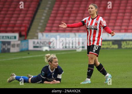 Sheffield, Großbritannien. 12. Februar 2023. Sheffield, England, Februar 12. 2023: Alethea Paul Gesten during Sheffield United / Charlton Athletic - Bramall Lane, Sheffield (Sean Chandler/SPP) Kredit: SPP Sport Press Photo. Alamy Live News Stockfoto