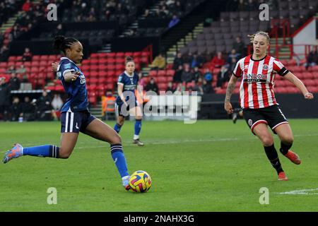 Sheffield, Großbritannien. 12. Februar 2023. Sheffield, England, Februar 12. 2023: Mel Johnson hat einen Torschuss bei Sheffield United gegen Charlton Athletic - Bramall Lane, Sheffield (Sean Chandler/SPP). Kredit: SPP Sport Press Photo. Alamy Live News Stockfoto