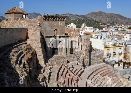 Teatro Romano, Roman amphitheater, in the old town of Cartagena, Region of Murcia, Spain Stock Photo