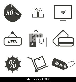 Gruppe von Objekten zum Thema Shop Stock Vektor