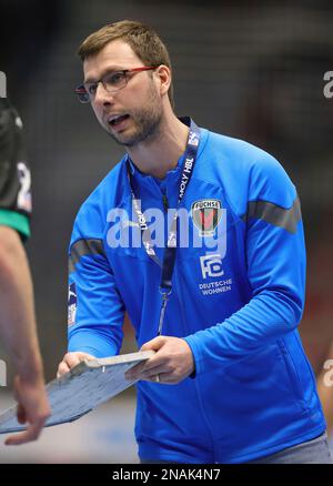 firo: 02/12/2023 Handball l, 1. Liga, 1. Bundesliga, Staffel 2022/2023, ASV Hamm-Westfalen - Fuchse Berlin Coach, Berlin: Jaron Siewert Stockfoto