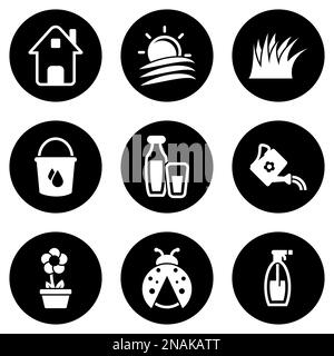 Set von einfachen Symbolen auf einem Thema Haus, Grundstück, Landwirtschaft, Landwirtschaft, Vektor, Satz. Weißer Hintergrund Stock Vektor