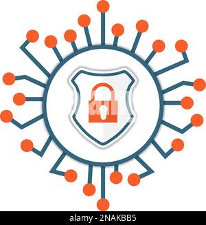 Symbol für Cybersicherheit. Schild mit Verriegelung. Vektordarstellung Stock Vektor