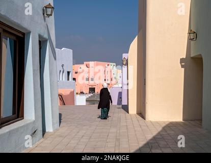 Farbenfrohe Häuser, Mina District, Old Doha Port, Katar Stockfoto