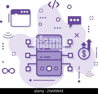 Backup Server Digital Circuit Concept, Server Rack Sign, Mainframe Nodes and Branches Concept Vector Icon Design, Cloud Computing und Internet Hosting Stock Vektor