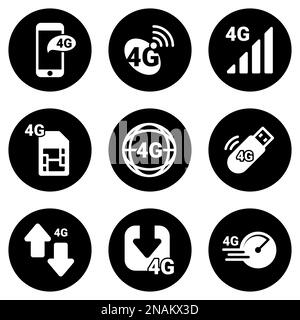 Satz von einfachen Symbolen auf einem Thema Wireless-Verbindung, Vektor, Design, Sammlung, flach, Zeichen, Symbol, Element, Objekt, Illustration, isoliert. Weißer Rücken Stock Vektor