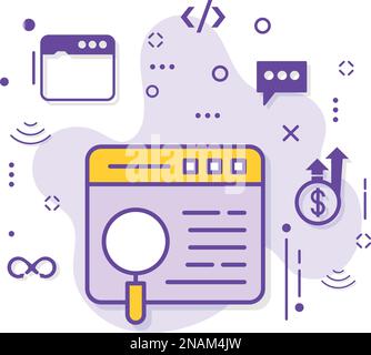 Suchmaschine Vektorsymbol-Design, Suchbegriff Suchzeichen, Seo- und Digital-Marketing-Symbol, Browser Finder-Aktienabbildung, Big Data Explorer mit Magni Stock Vektor