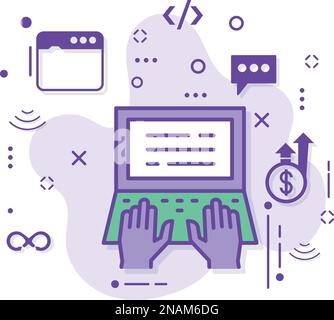 Blogging Writer Konzept, Tippen Speed Test Vector Icon Design, Cloud Computing und Internet Hosting Services Symbol, Tech Support Forum Sign Stock Vektor