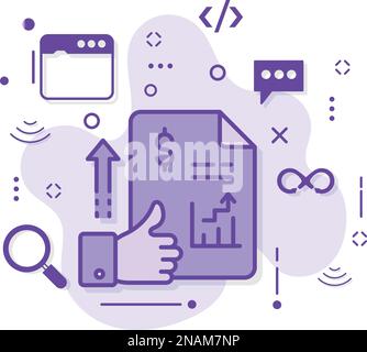 Hohes Umwandlungszeichen, zunehmende Darstellung von CTR-Aktien, Konzept mit hoher Klickrate, Finanzwachstum mit Vektorsymbol für kleine Diagramme SEO-Design Stock Vektor