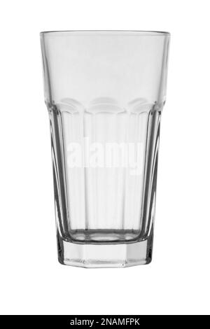 Neues sauberes, leeres Hochglas isoliert auf weißem Hintergrund, 1, Glas, Nahaufnahme Stockfoto