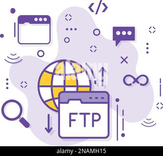 Public und Private FTP-Konzeptpapier, File Transfer Protocol Vector Icon Design, Cloud Computing und Web Hosting Services Symbol Stock Vektor