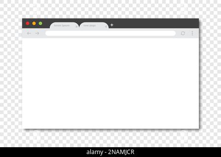 Rahmenvorlage für Browserfenster mit Schatten auf transparentem Hintergrund Stock Vektor