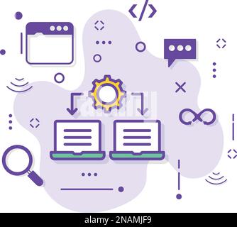 Desktop Screen Sharing Vector Icon Design, Intranet Graphic, Shared Resources Concept, RDP Access Sign Stock Illustration, Cloud Computing Internet Stock Vektor