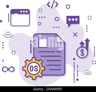 OS Interface Vector Icon Design, Cloud Computing und Internet Hosting Services Symbol, System Operation Sign, Executable File Stock Illustration Stock Vektor
