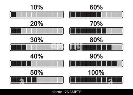 Satz von Symbolen für den Ladefortschritt. Vektordarstellung Stock Vektor