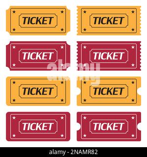 Satz von Ticketsymbolen in flachem Design auf weißem Hintergrund Stock Vektor