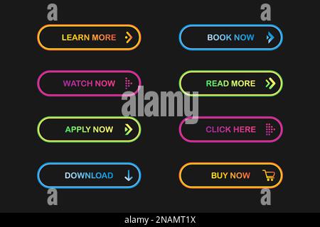 Gruppe von Website-Schaltflächen. Vektordarstellung EPS10 Stock Vektor