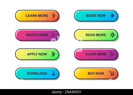 Gruppe von Website-Schaltflächen. Vektordarstellung EPS10 Stock Vektor
